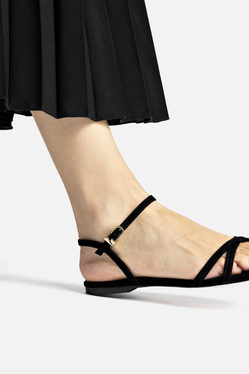 Annie Sandal Ankle Tie In Black Leather 5