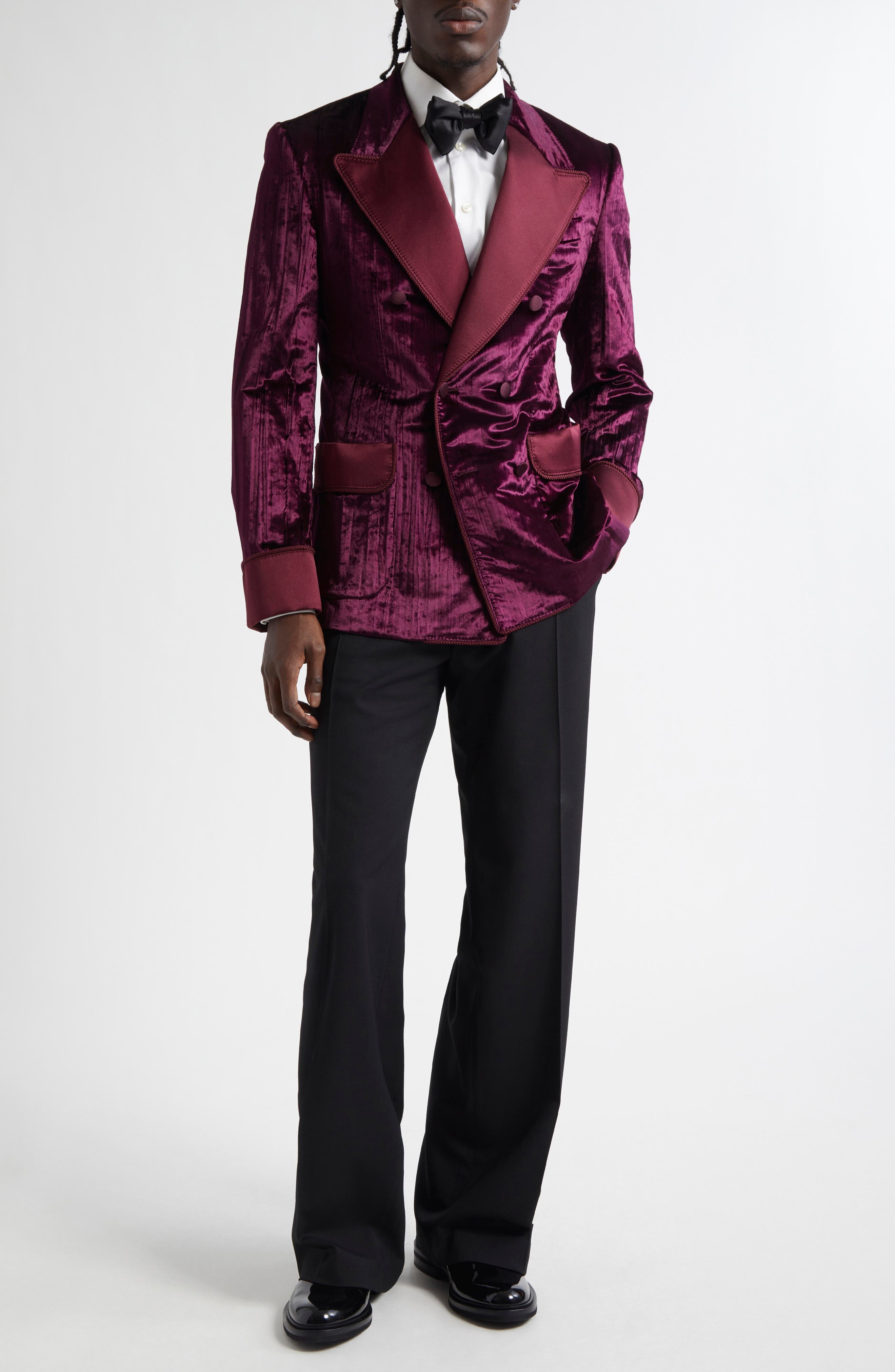 Dolce&Gabbana Double Breasted Velvet Jacket in F0130 Melanzana Scurissimo at Nordstrom - 2