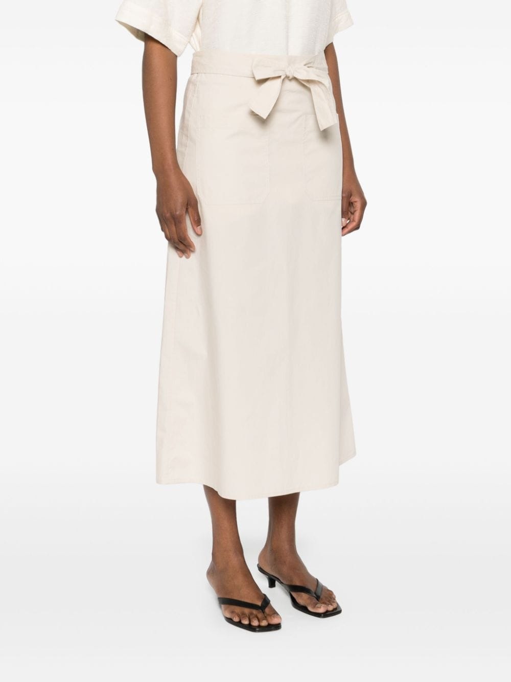 Tie-waist cotton midi skirt - 3