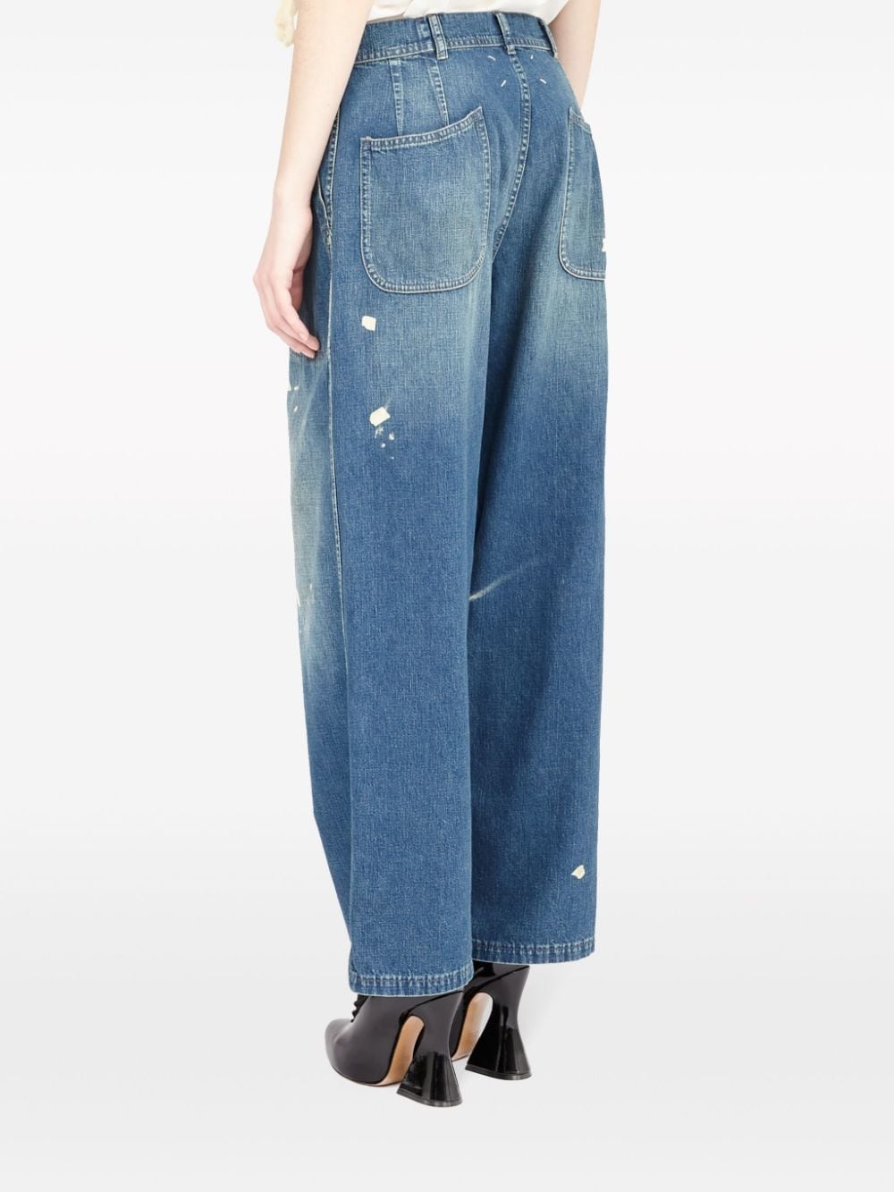 paint-splatter wide-leg jeans - 7