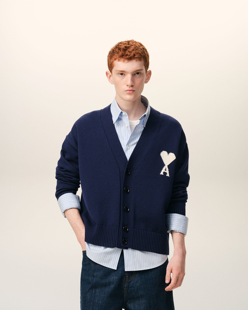 AMI Paris BLUE WOOL AMI DE COEUR CARDIGAN outlook