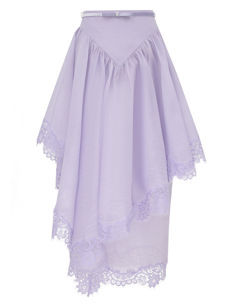 CRUSH LACE TRIM SKIRT - 1