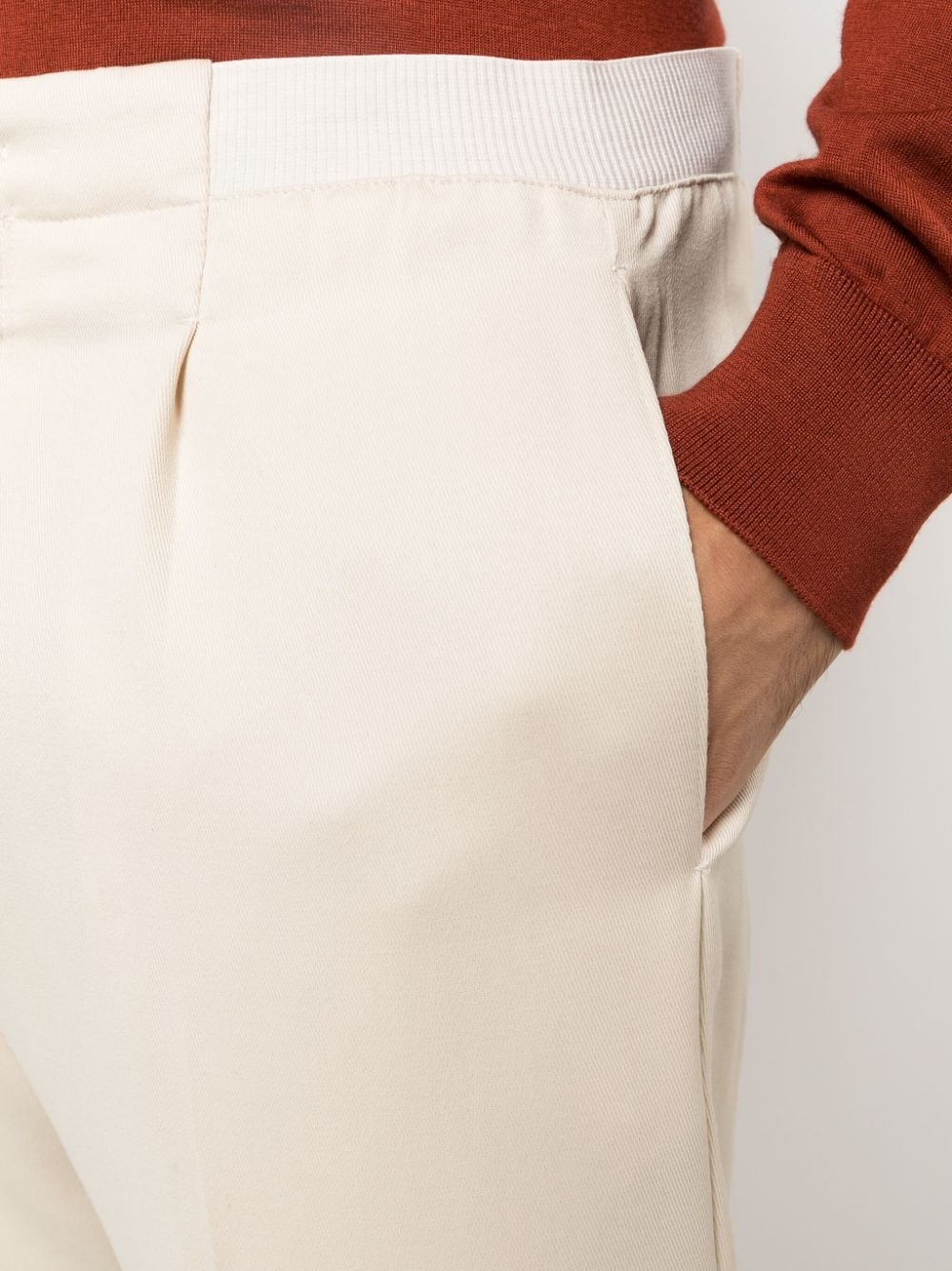 elasticated-ankles wool trousers - 5