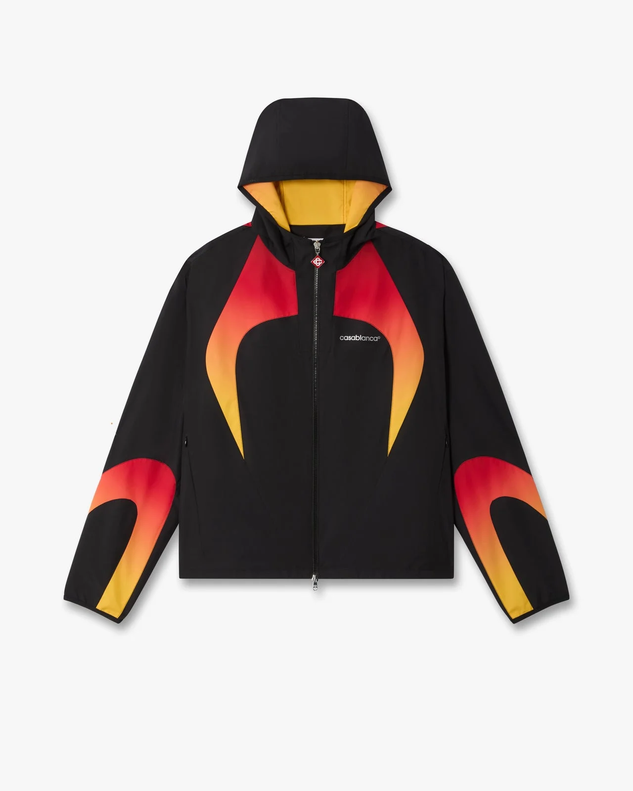 Black & Orange Gradient Zip-Up Hooded Jacket - 1