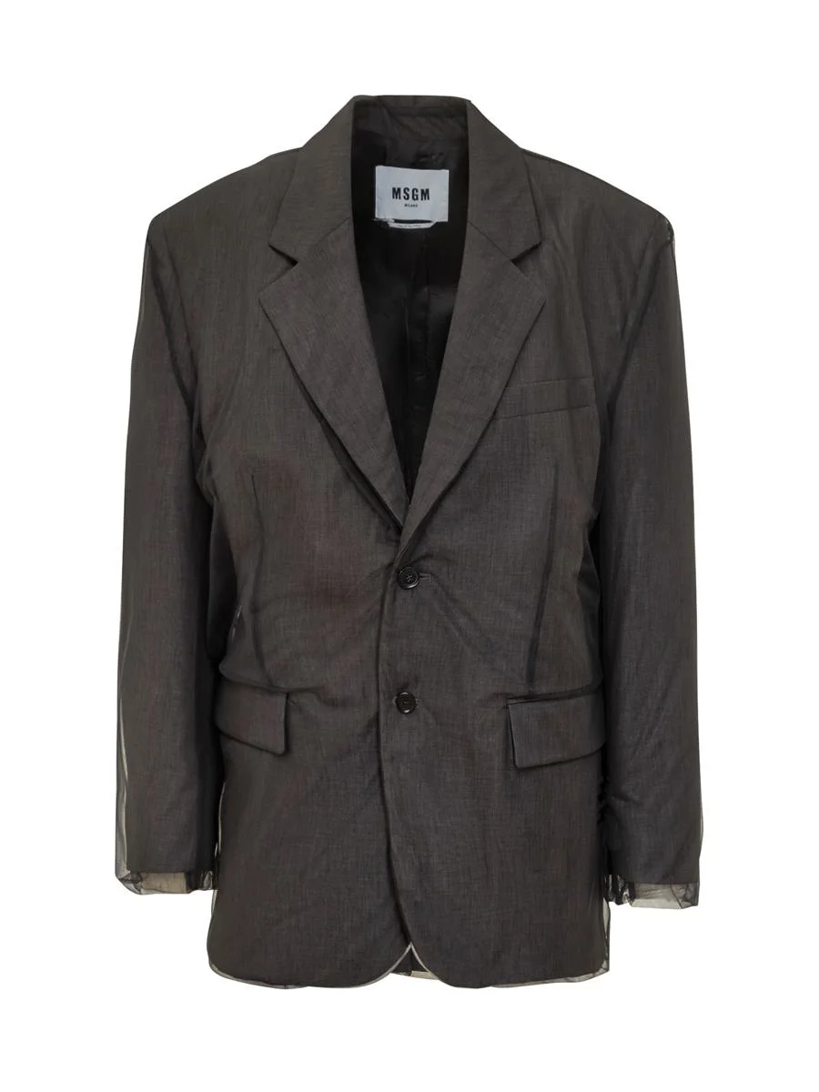 Msgm Msgm Grey Oversize Blazer - 1