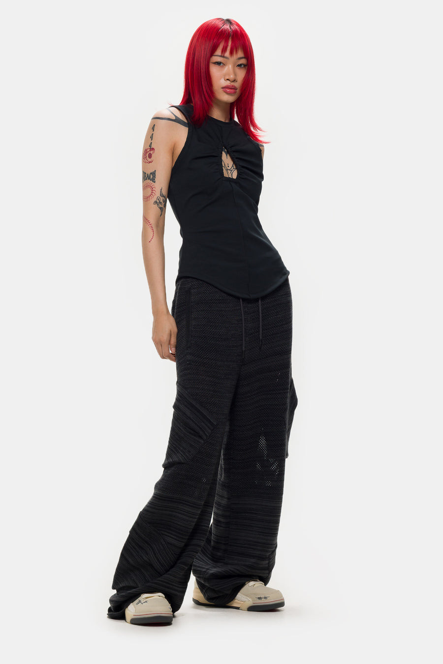Téla Knit Pant in Dark Smoke Grey/Black - 2