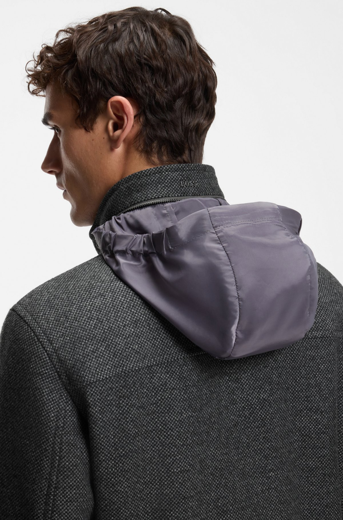 RELAXED-FIT WOOL-BLEND COAT WITH PACKABLE HOOD - 6