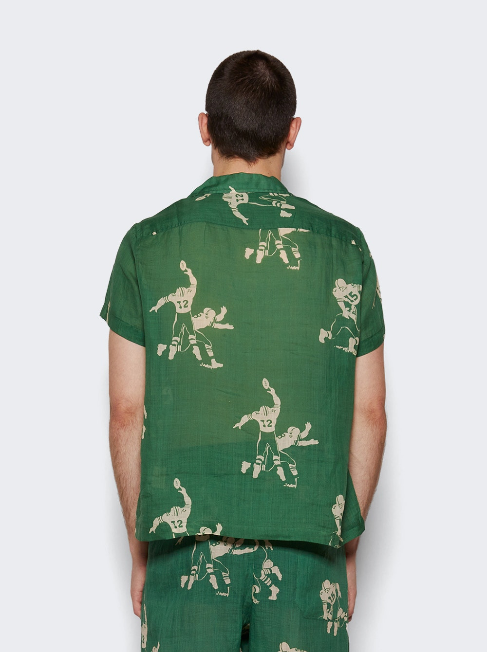 Football Linen Short Sleeve Shirt Green - 5
