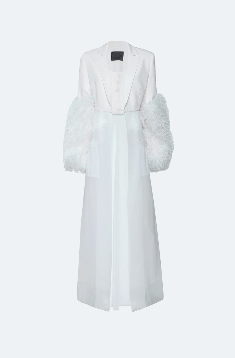 Matte Crepe Combo Jacket With Feathers 1