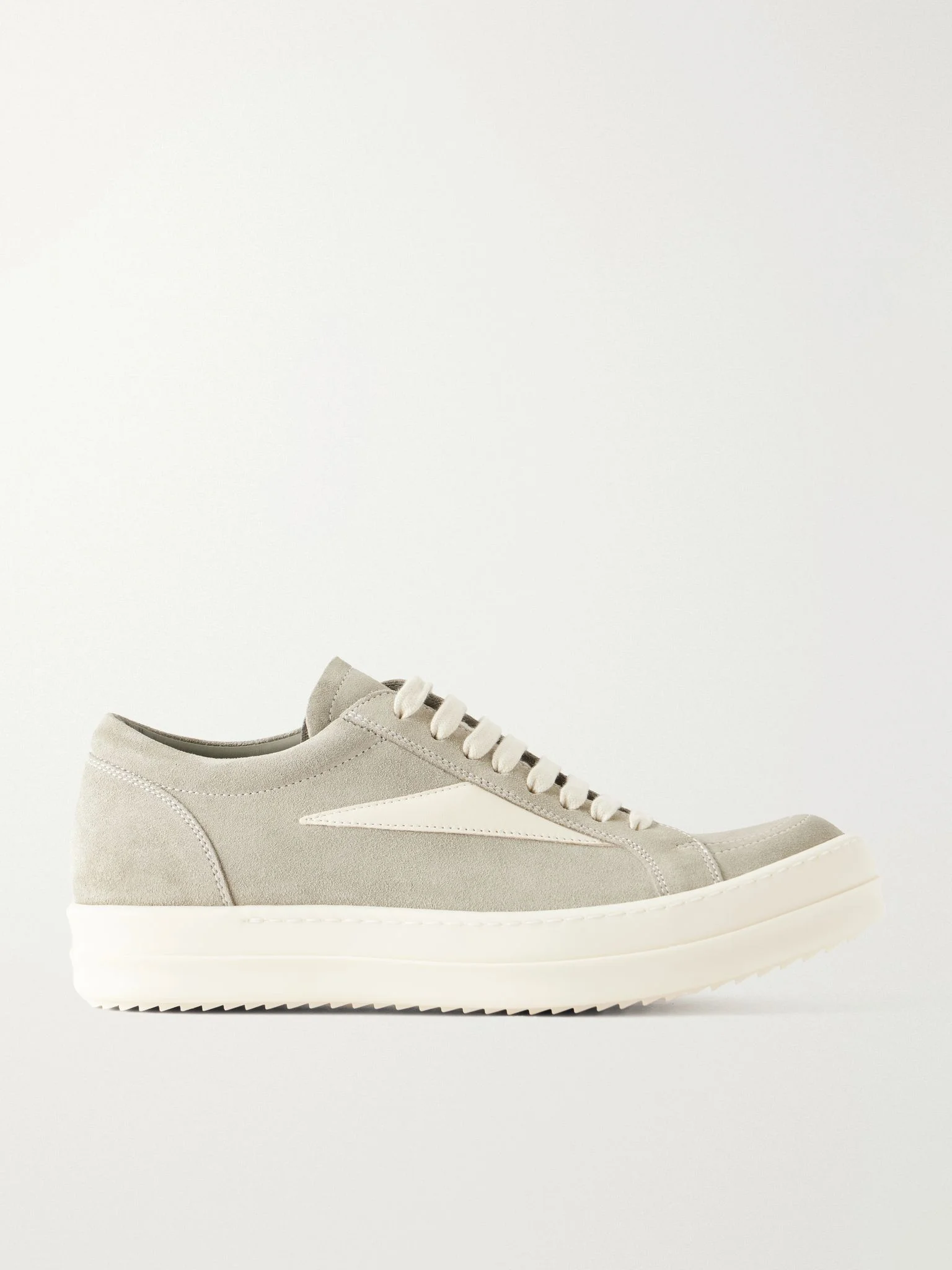 Vintage suede-trimmed leather sneakers Beige - 1
