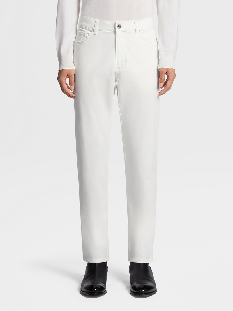ZEGNA WHITE STRETCH COTTON ROCCIA JEANS outlook