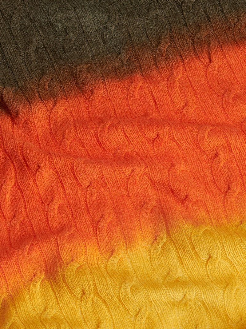 COLOUR SHADED LONG CABLE WOOL CARDIGAN 7