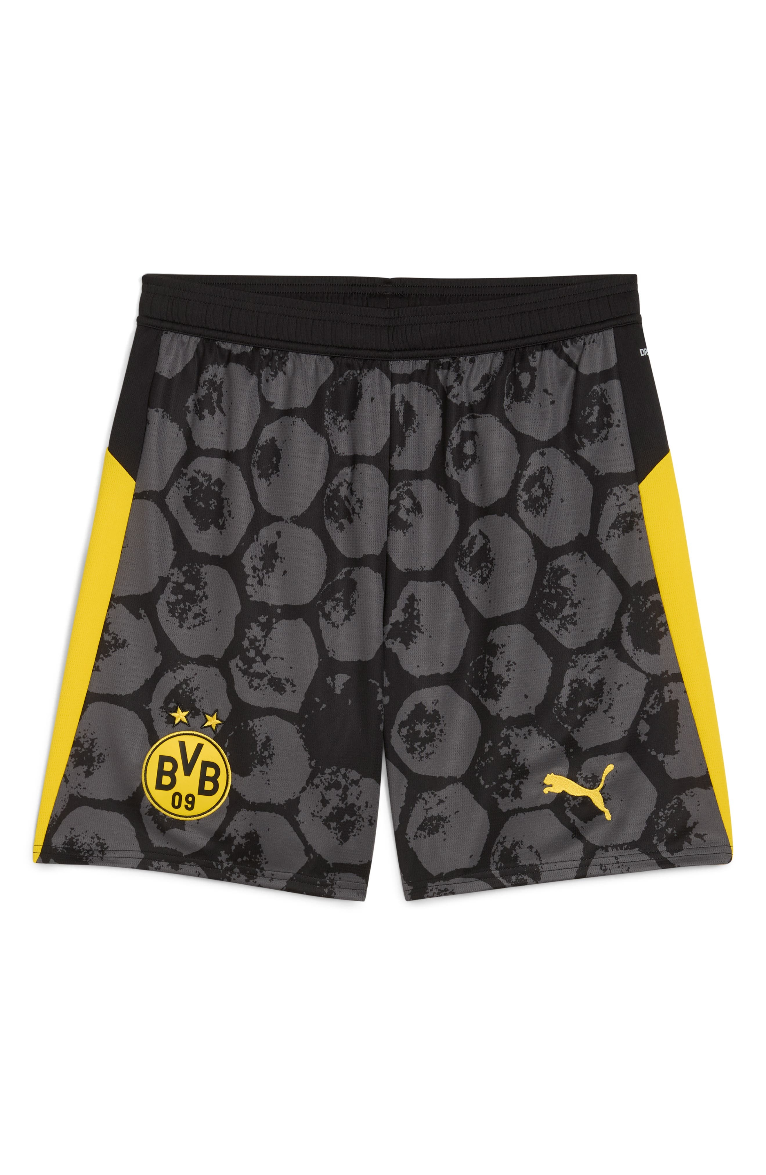 PUMA x KidSuper BVB Replica Performance Mesh Soccer Shorts in Puma Black-Faster Yellow at Nordstrom - 3