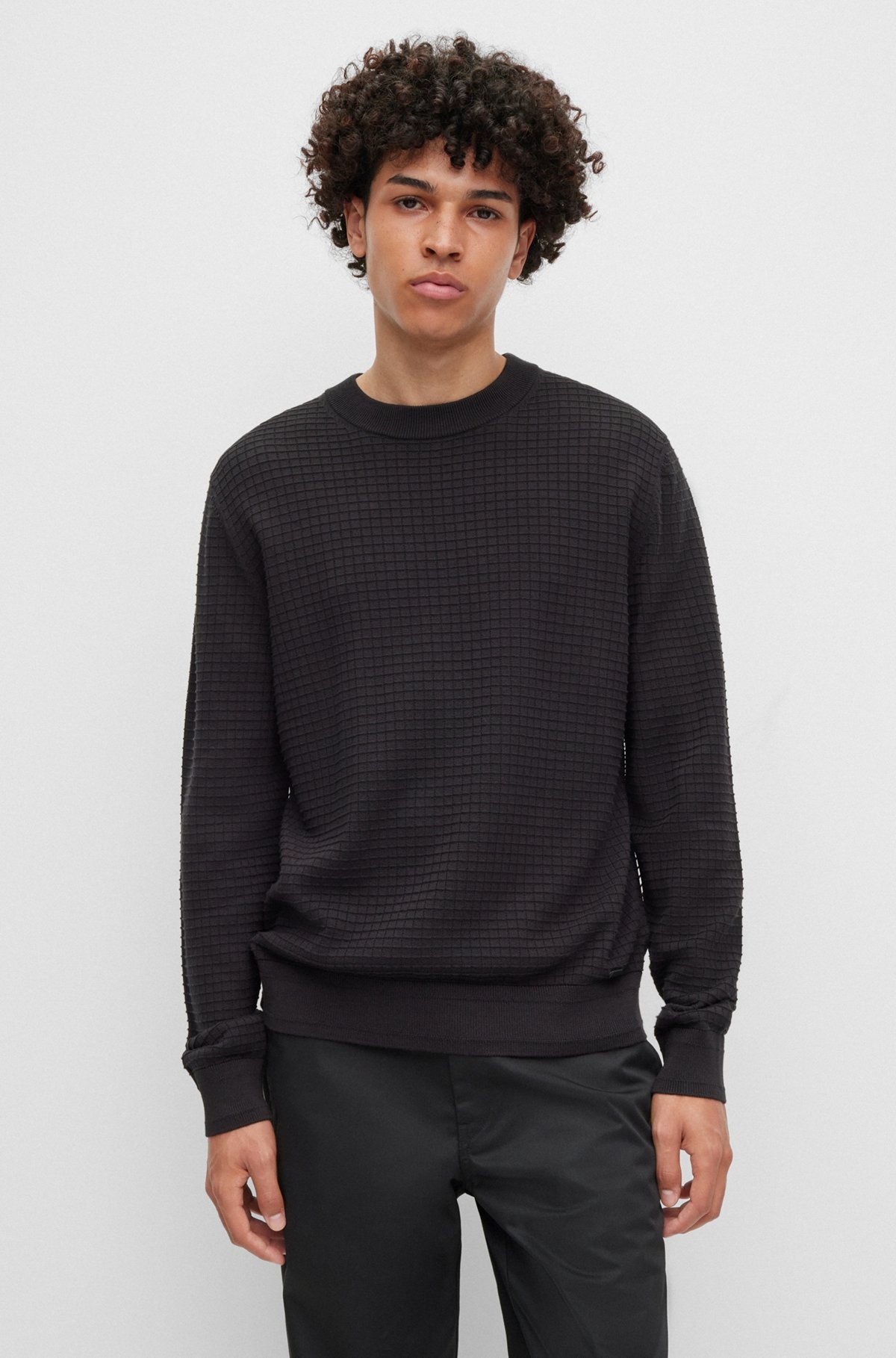COTTON SWEATER WITH JACQUARD PATTERN - 2