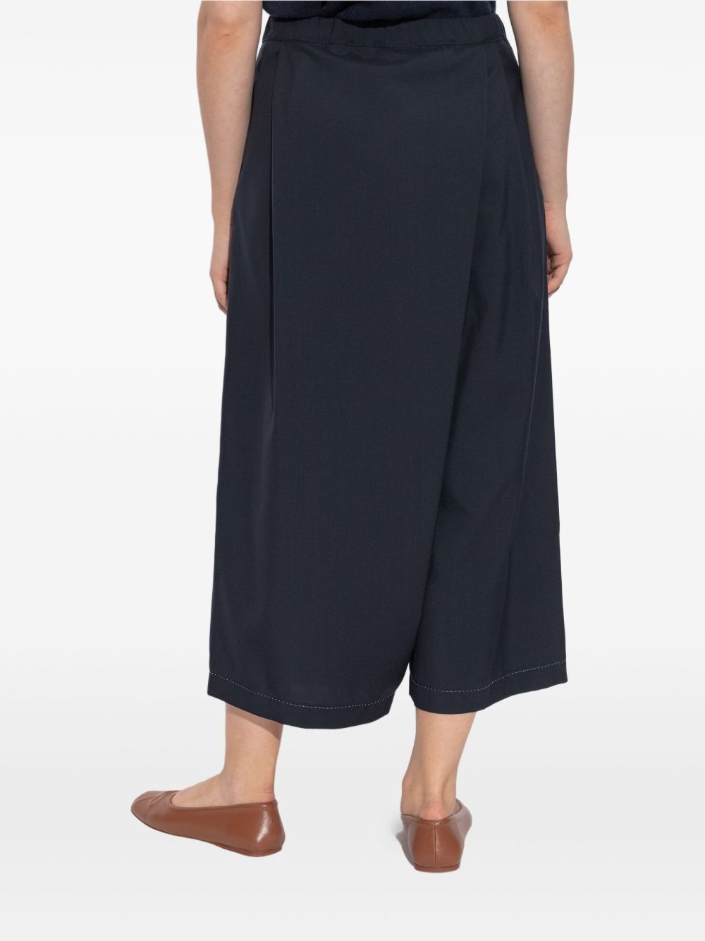 pleated drawstring cropped trousers - 4