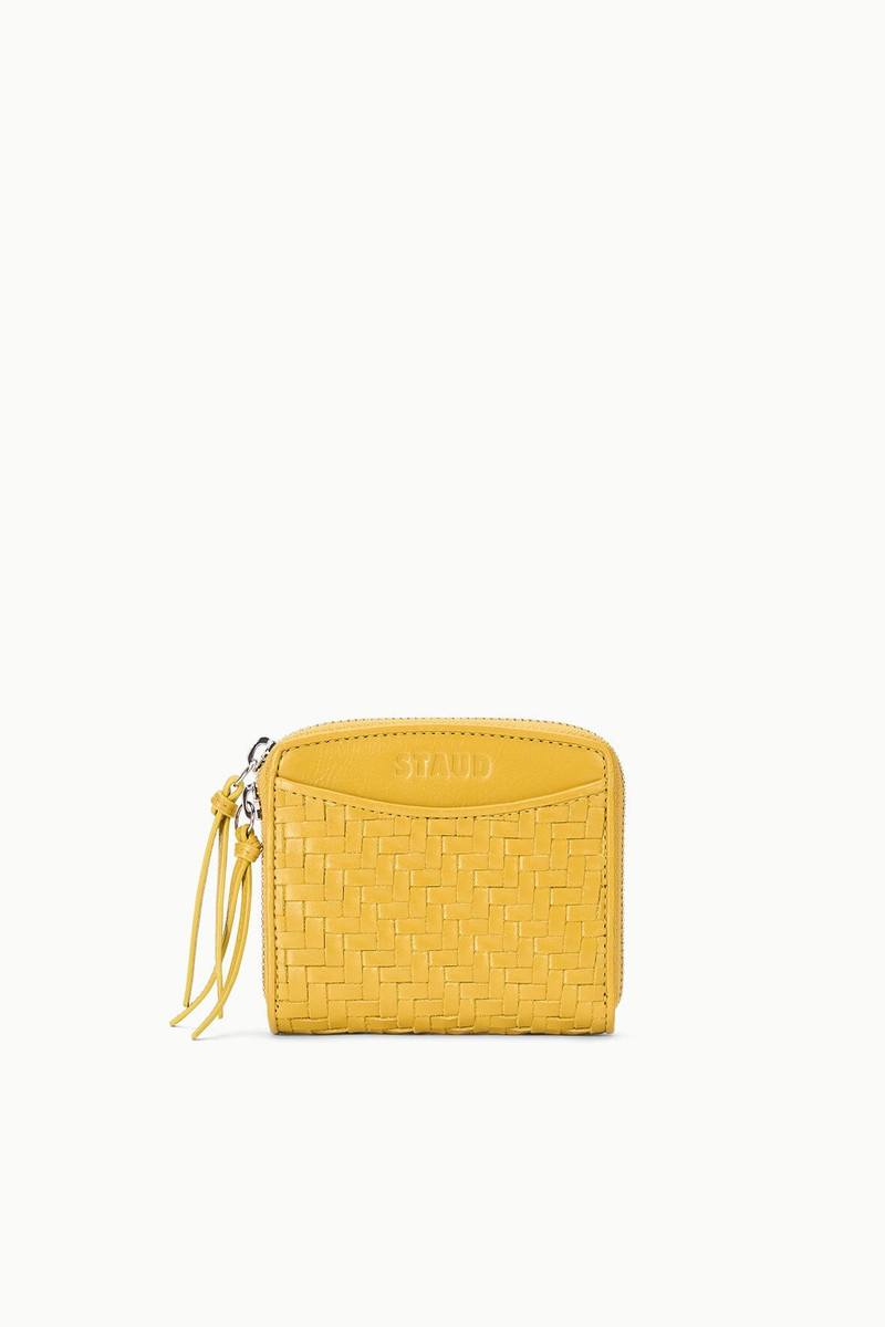 STAUD MAE HAND-WOVEN WALLET GOLDENROD 1