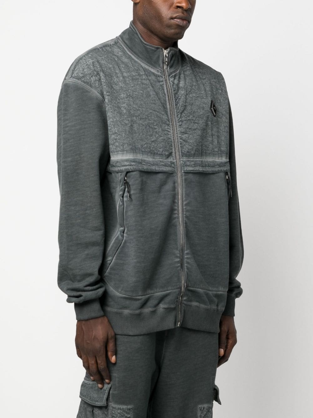 zip-up washed-cotton sweatshirt - 3