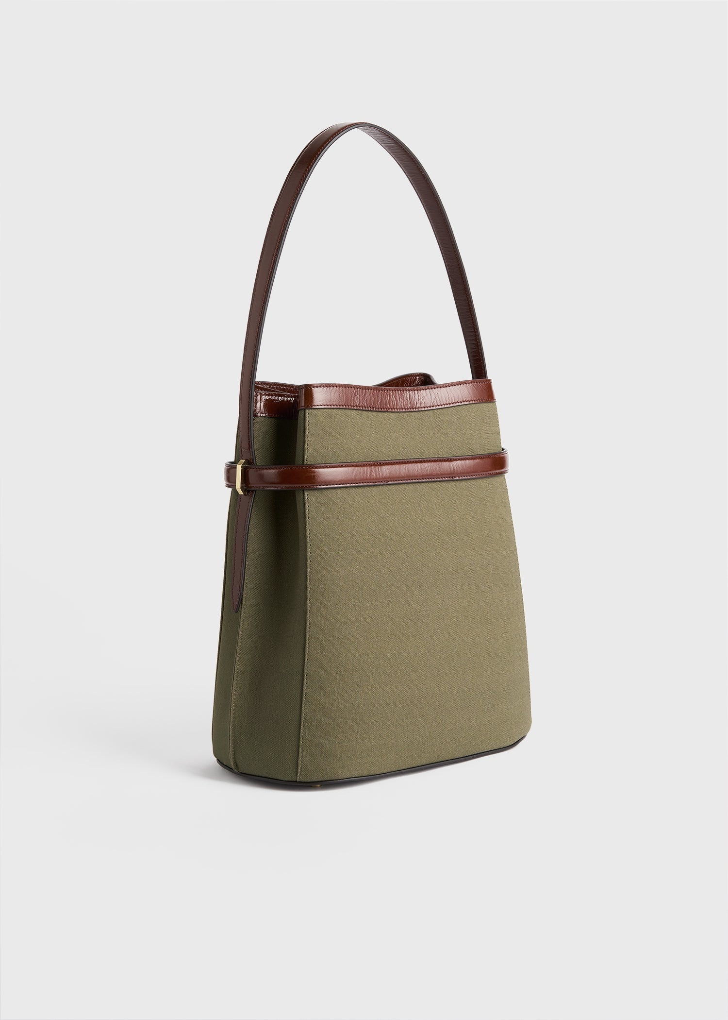 Belted canvas bucket bag khaki green - 4
