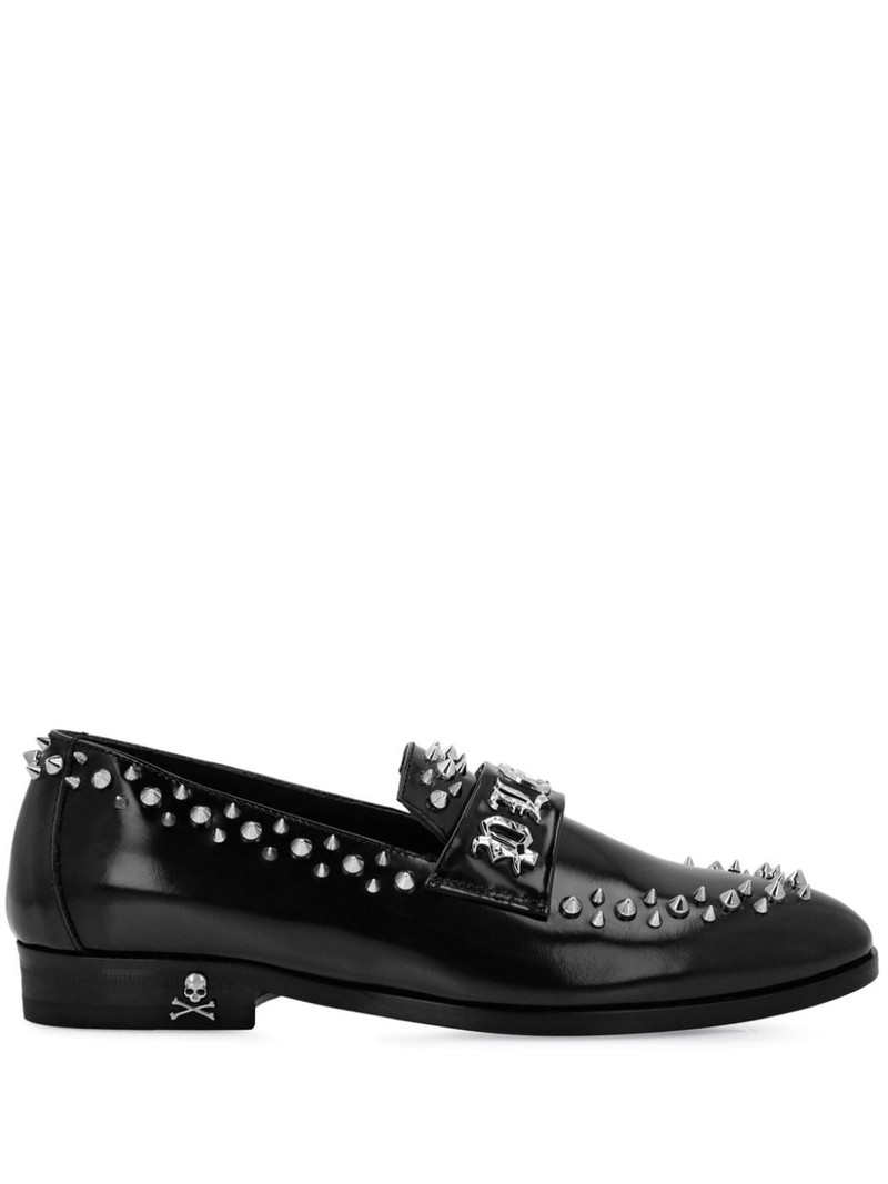 stud-embellished leather loafers 1