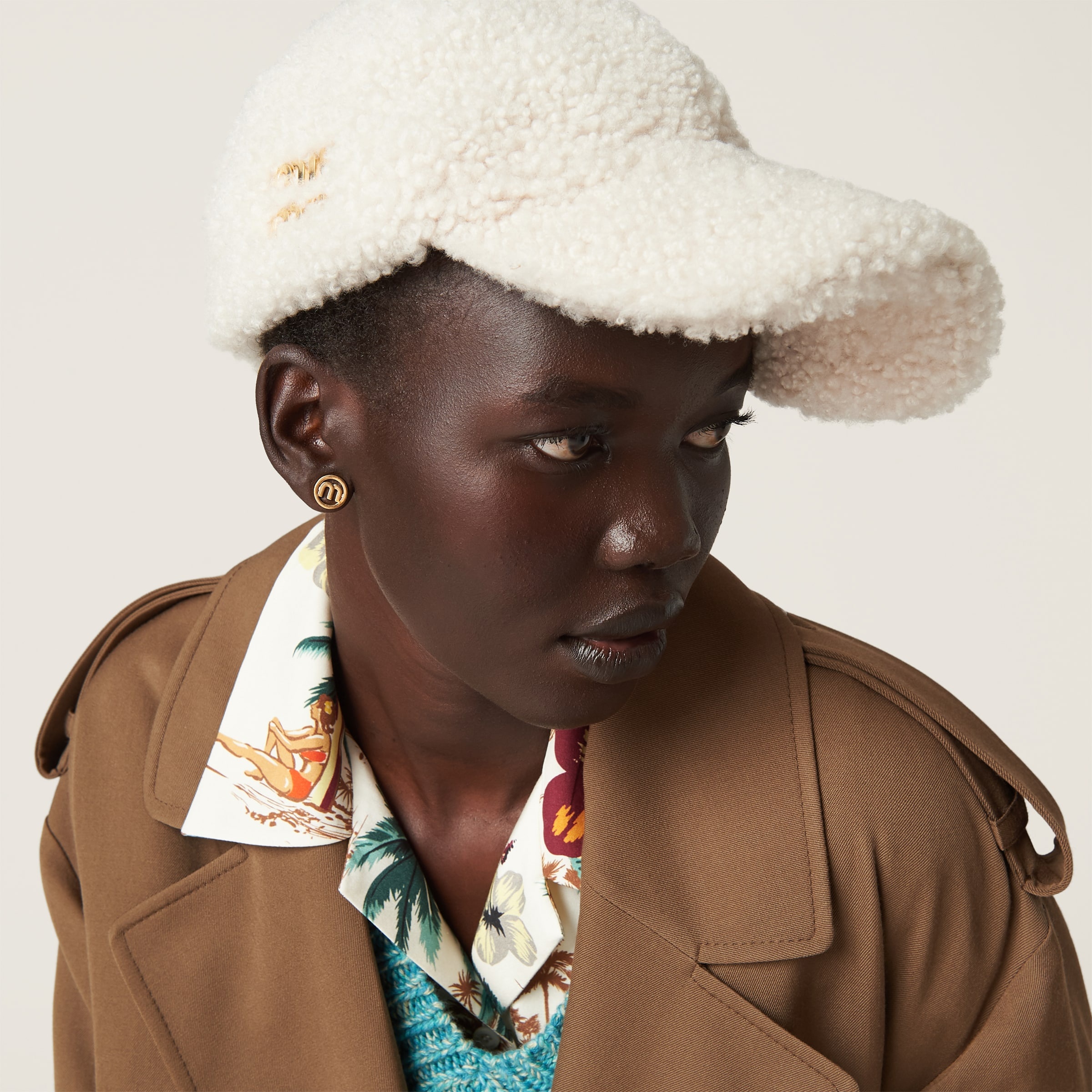 Faux shearling baseball cap - 1