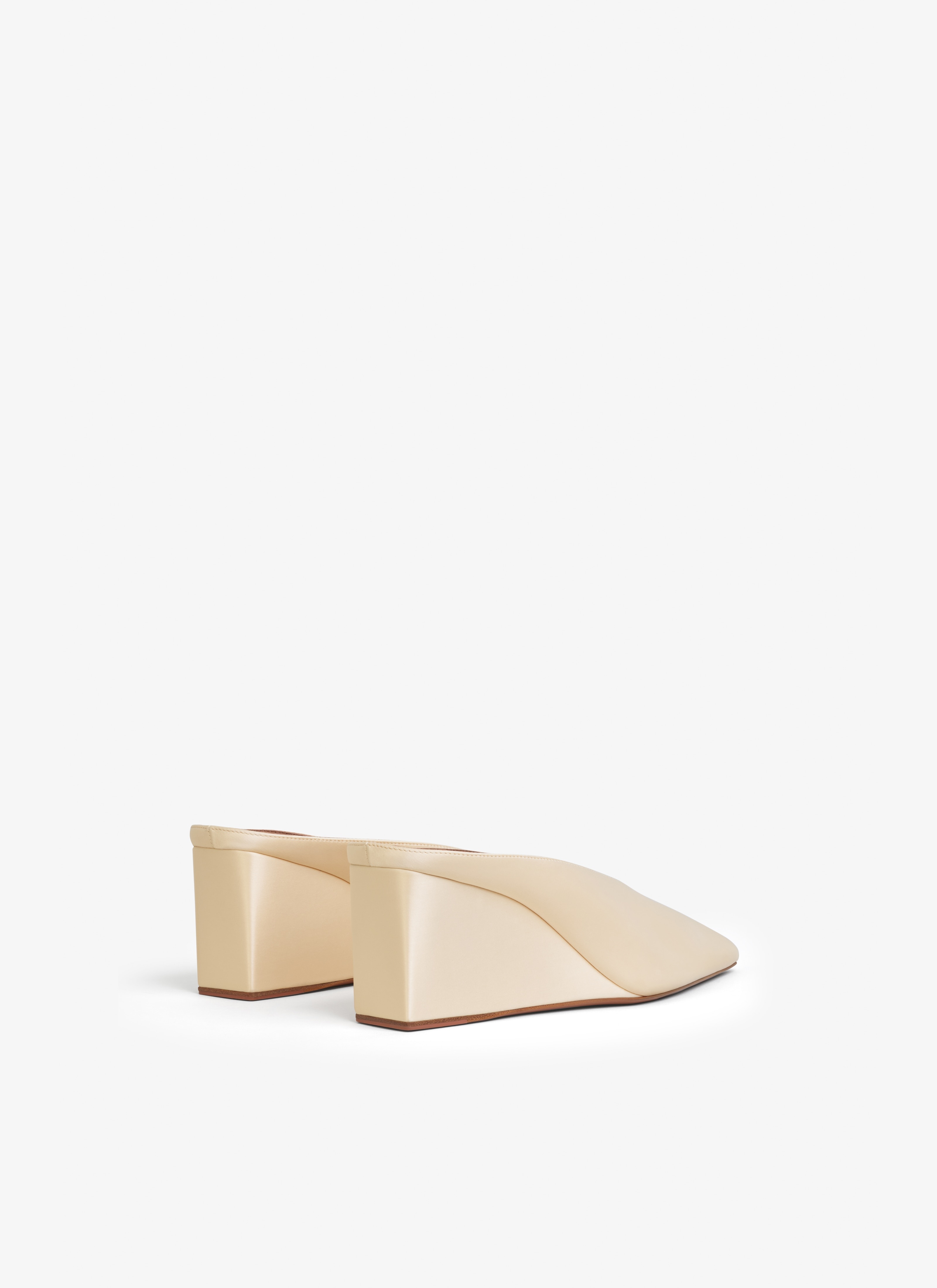 CUBE WEDGE MULES IN SATIN - 2