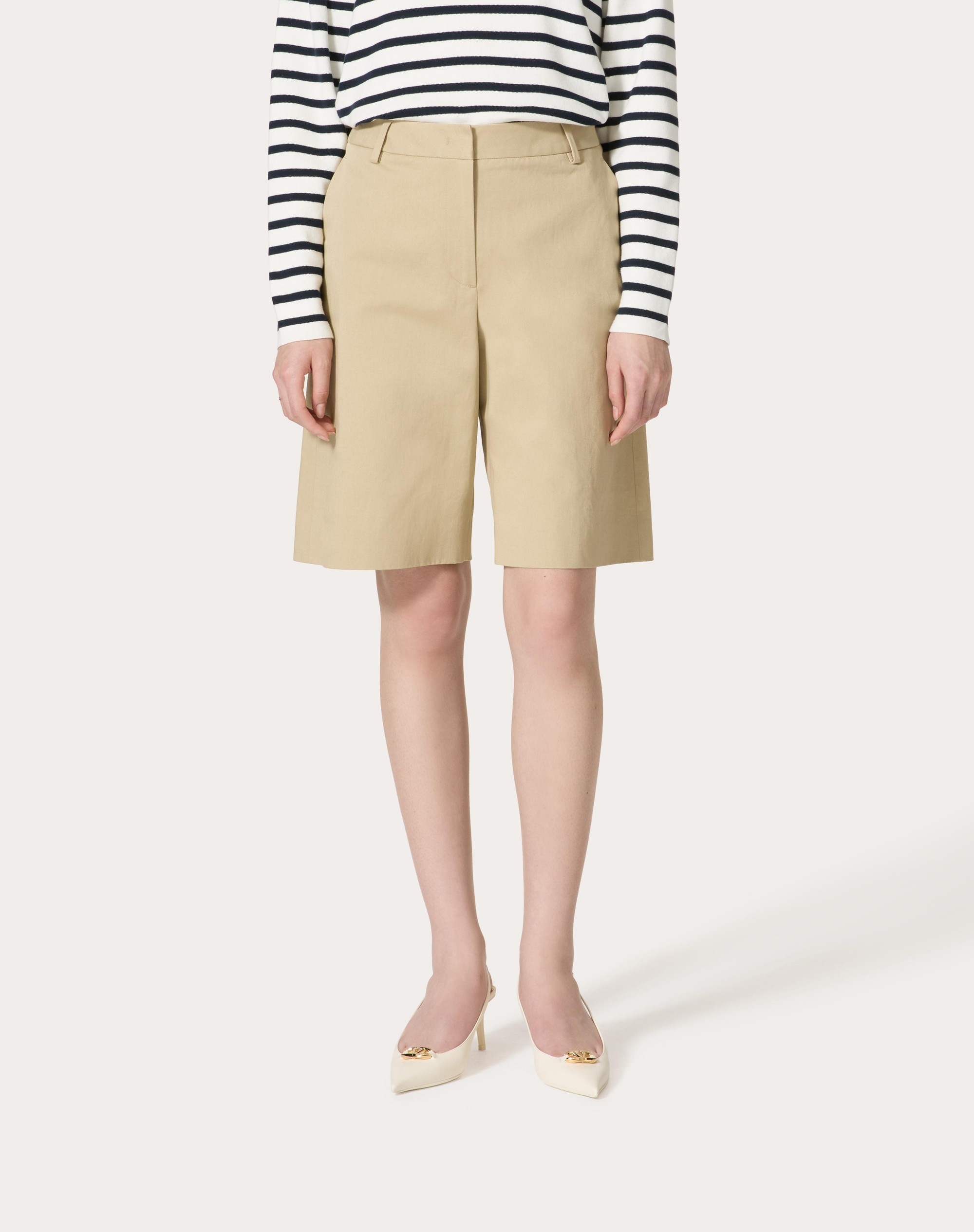 BERMUDA SHORTS IN DIAGONAL COTTON LINEN - 3