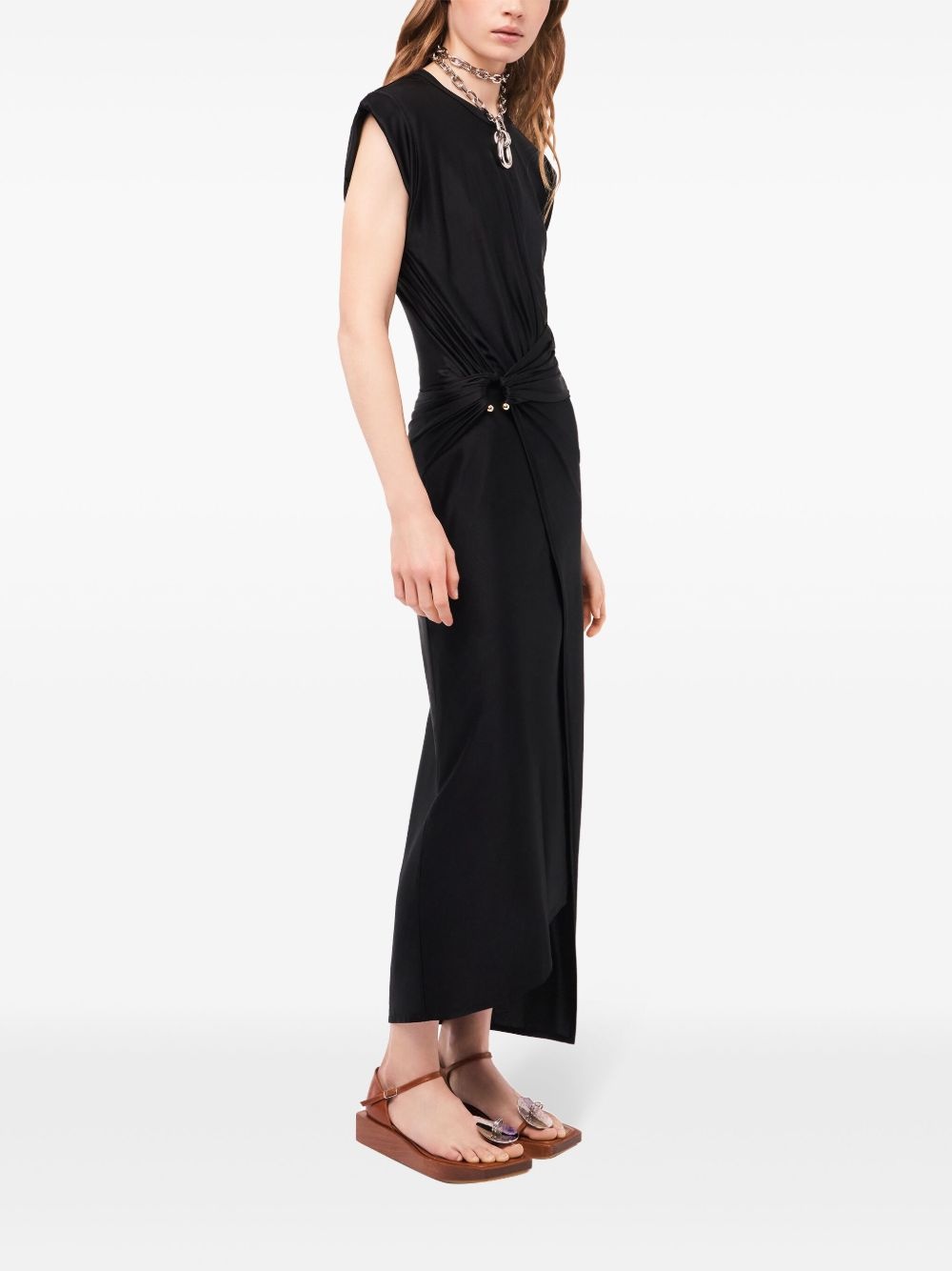 gathered-detail draped midi dress - 3