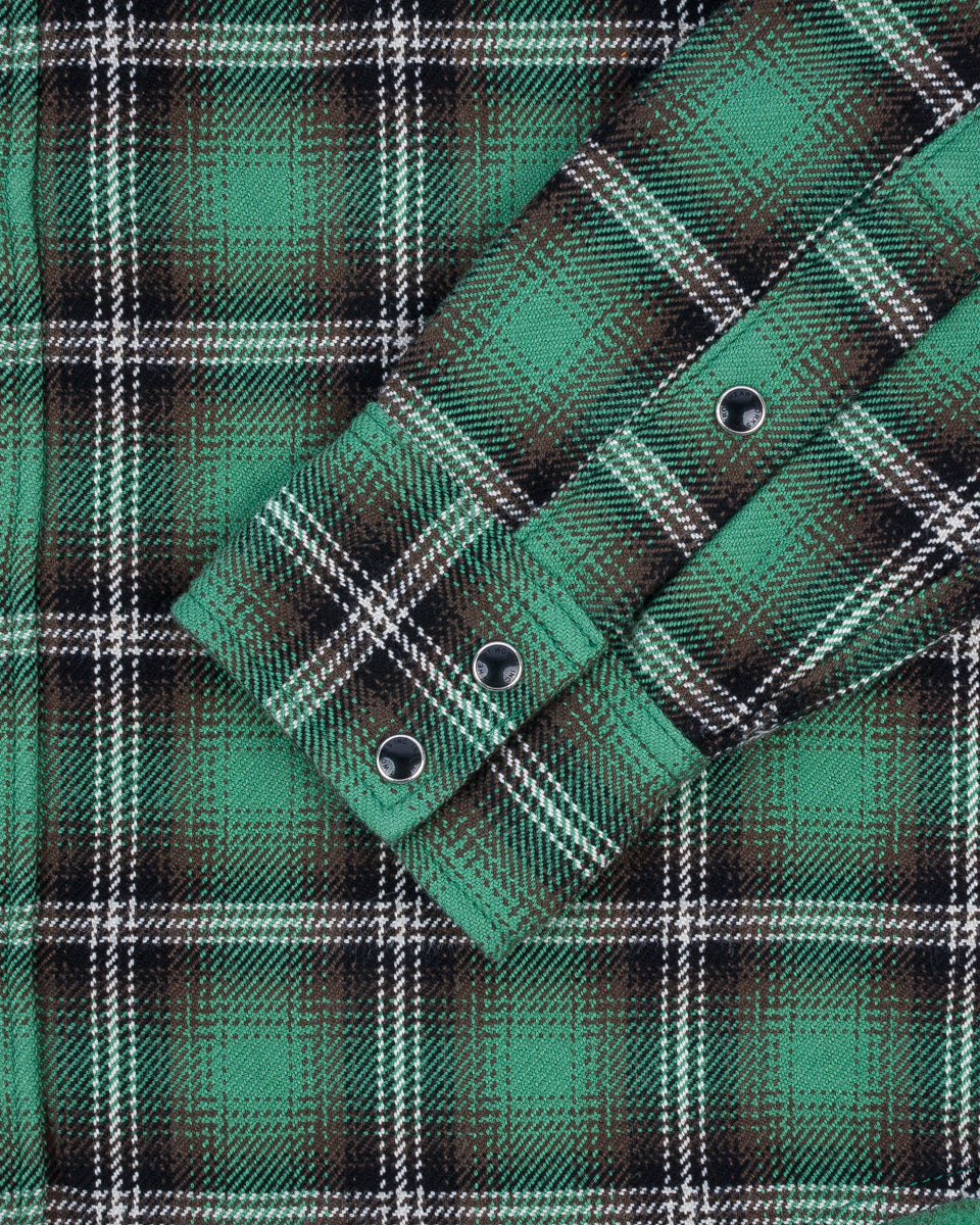 IHSH-405-GRN 12oz Ultra Heavy Flannel Check Western Shirt - Green - 8