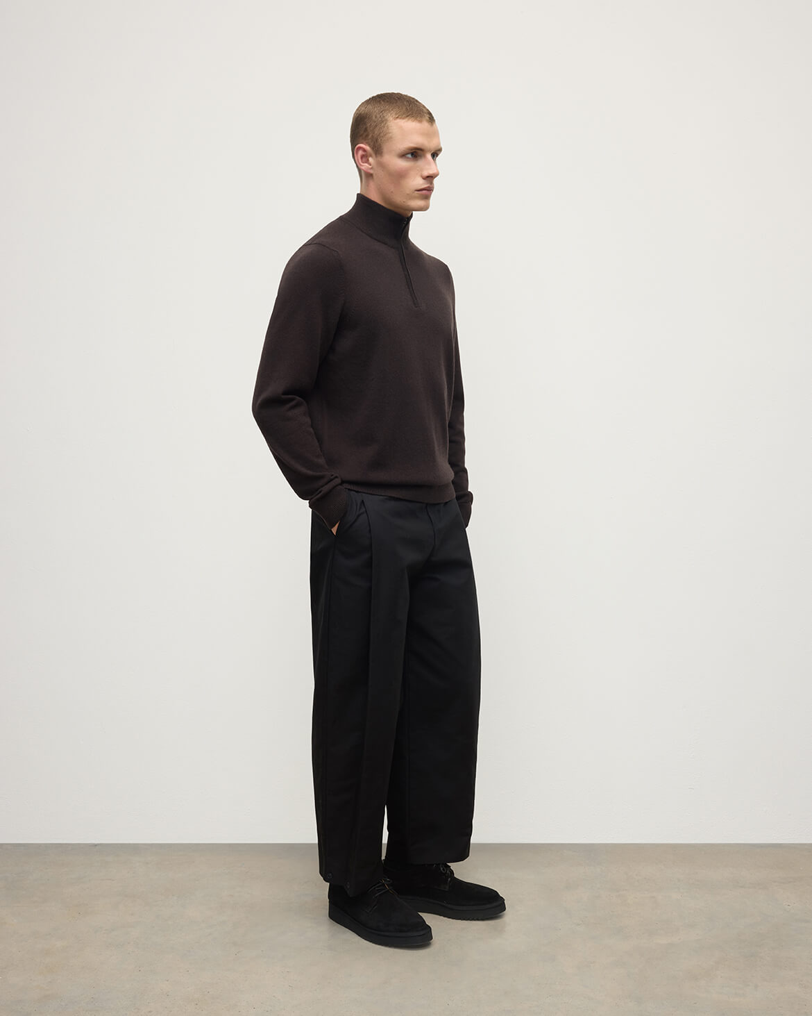 Classic Cashmere Brown Zip Neck Jumper - 3