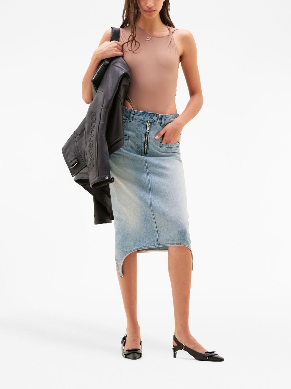 suspenders denim midi-skirt - 2