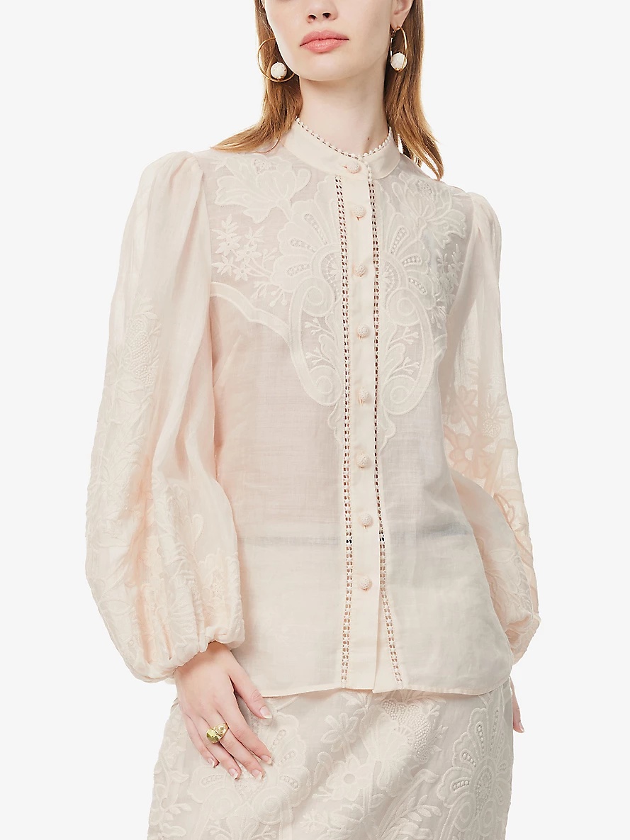 Ottie floral-embroidered linen shirt - 3