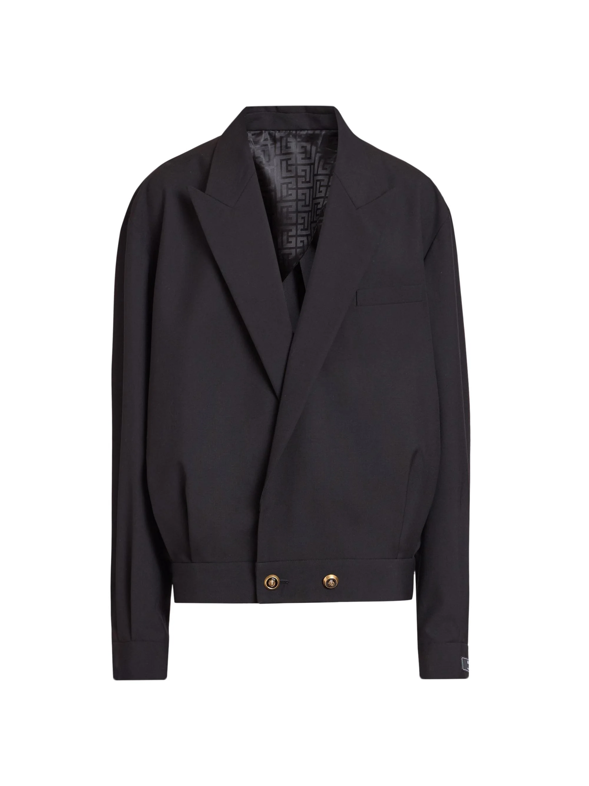 Men's Wool Blouson Doubled-Breasted Jacket - Noir - 1
