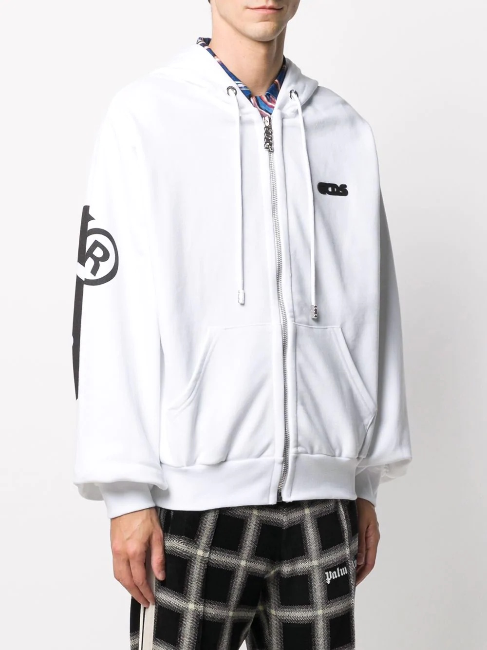 logo print zip hoodie - 3