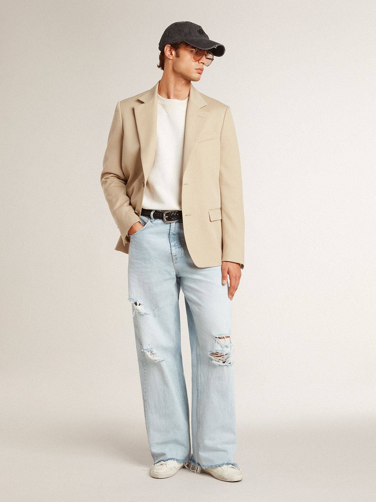 Stardan in leather with all-over lettering and ice-gray suede star - 6
