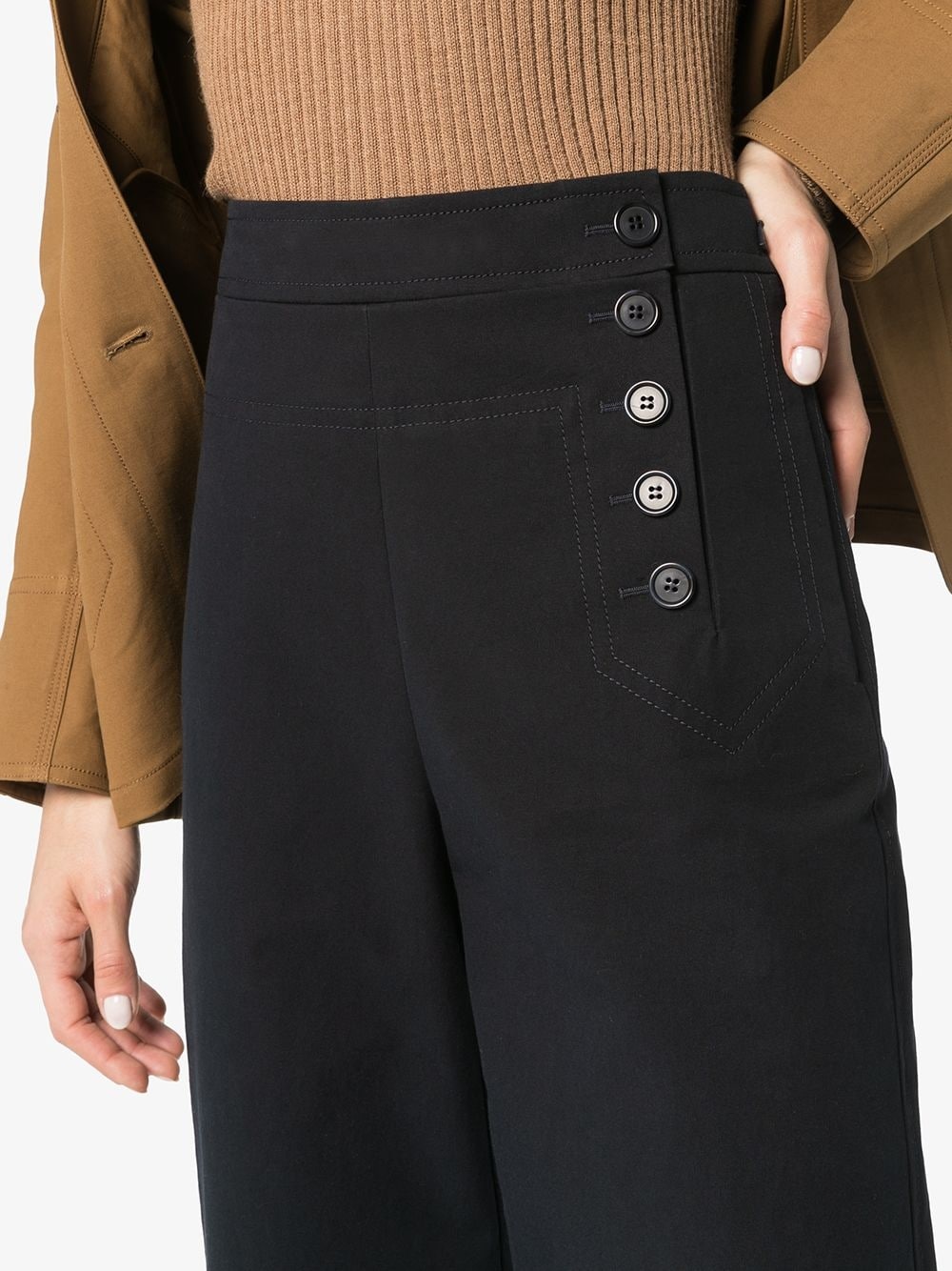 buttoned flared trousers - 5