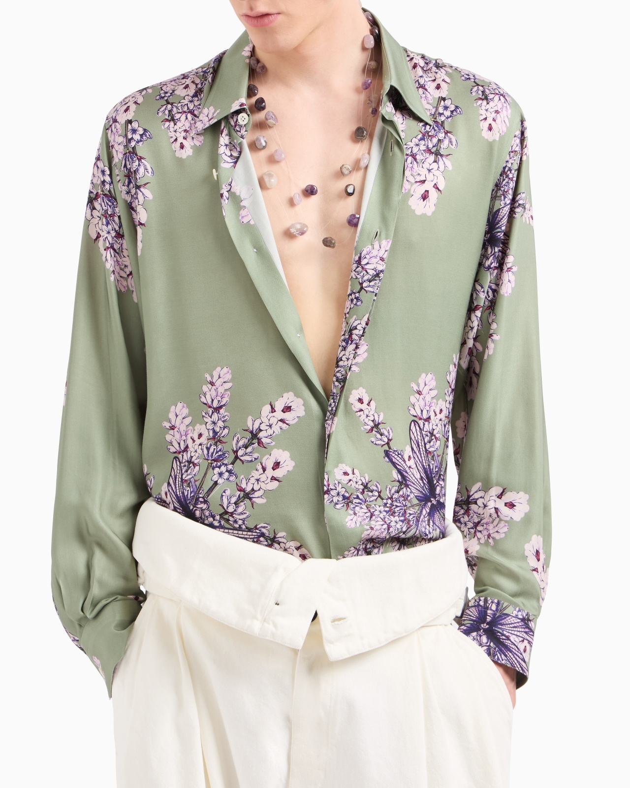 FLUID VISCOSE SHIRT WITH A FLORAL PRINT - 5