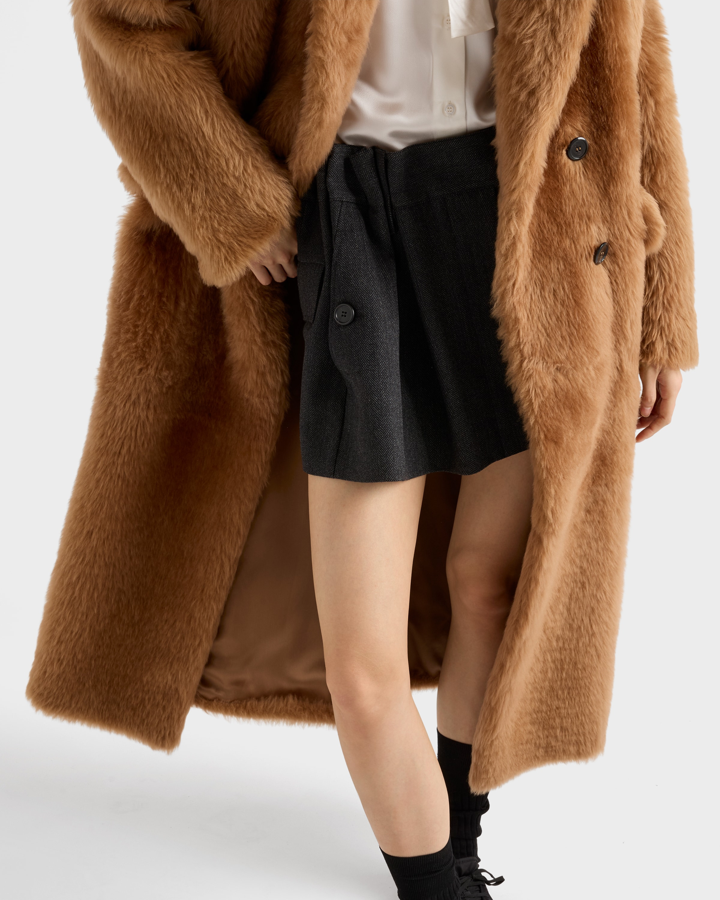 Shearling double-breasted coat - 4