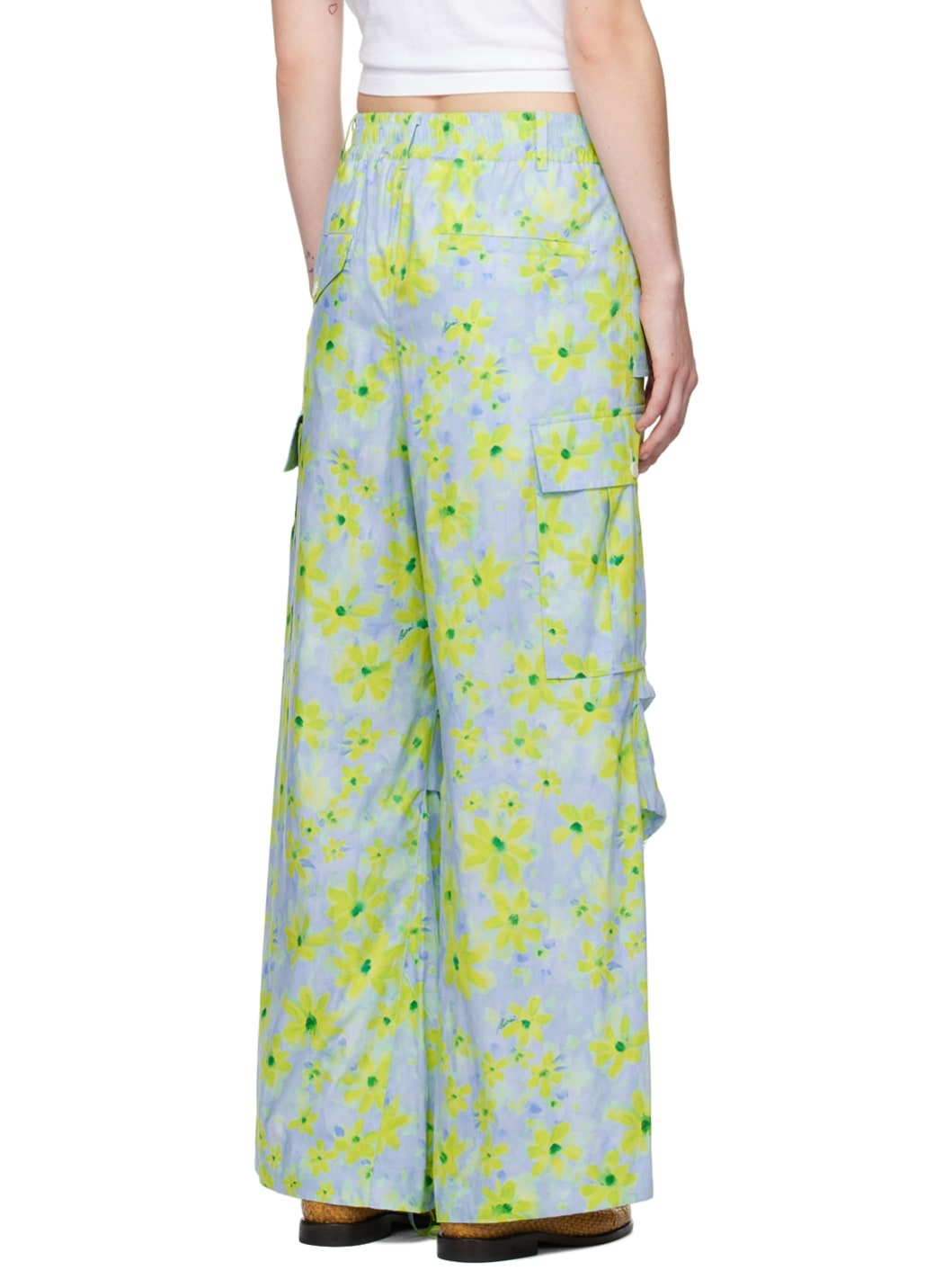 Blue Floral Cargo Pants - 3