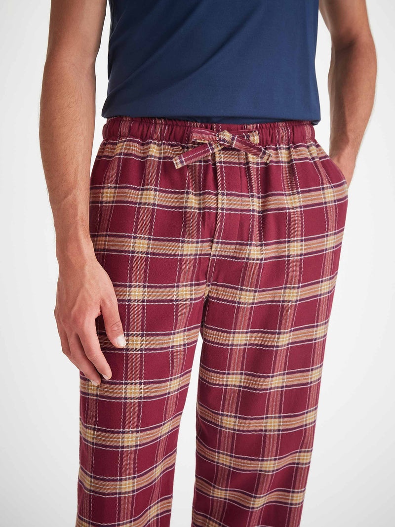 Men's Lounge Pants Kelburn 48 Brushed Cotton Burgundy - 5