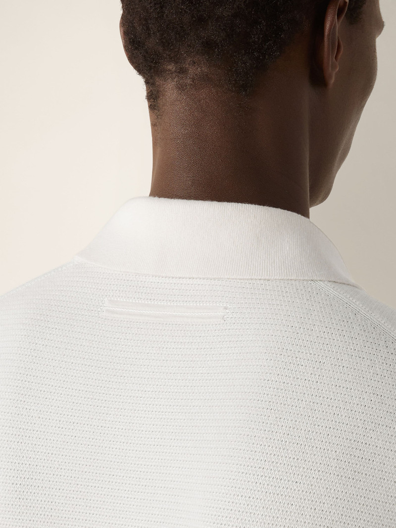 ZEGNA WHITE MÉLANGE CASHMERE AND SILK POLO SHIRT outlook