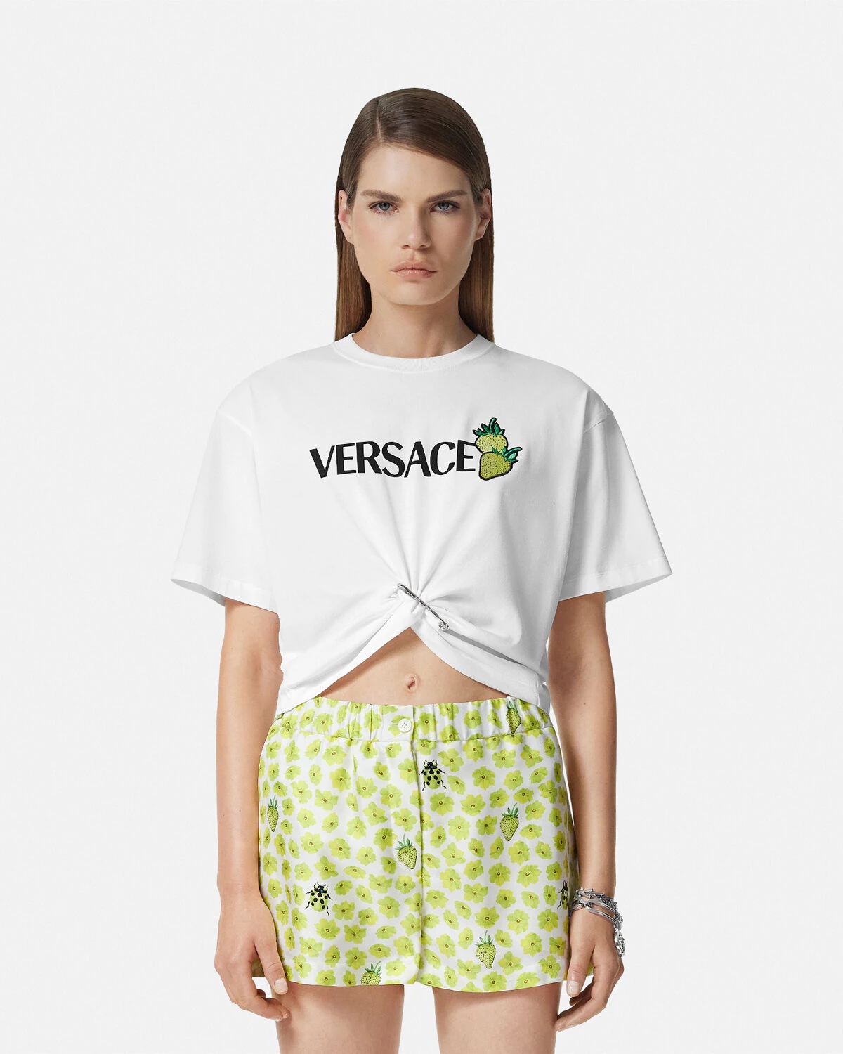 Strawberry Garden Safety Pin Crop T-Shirt - 4