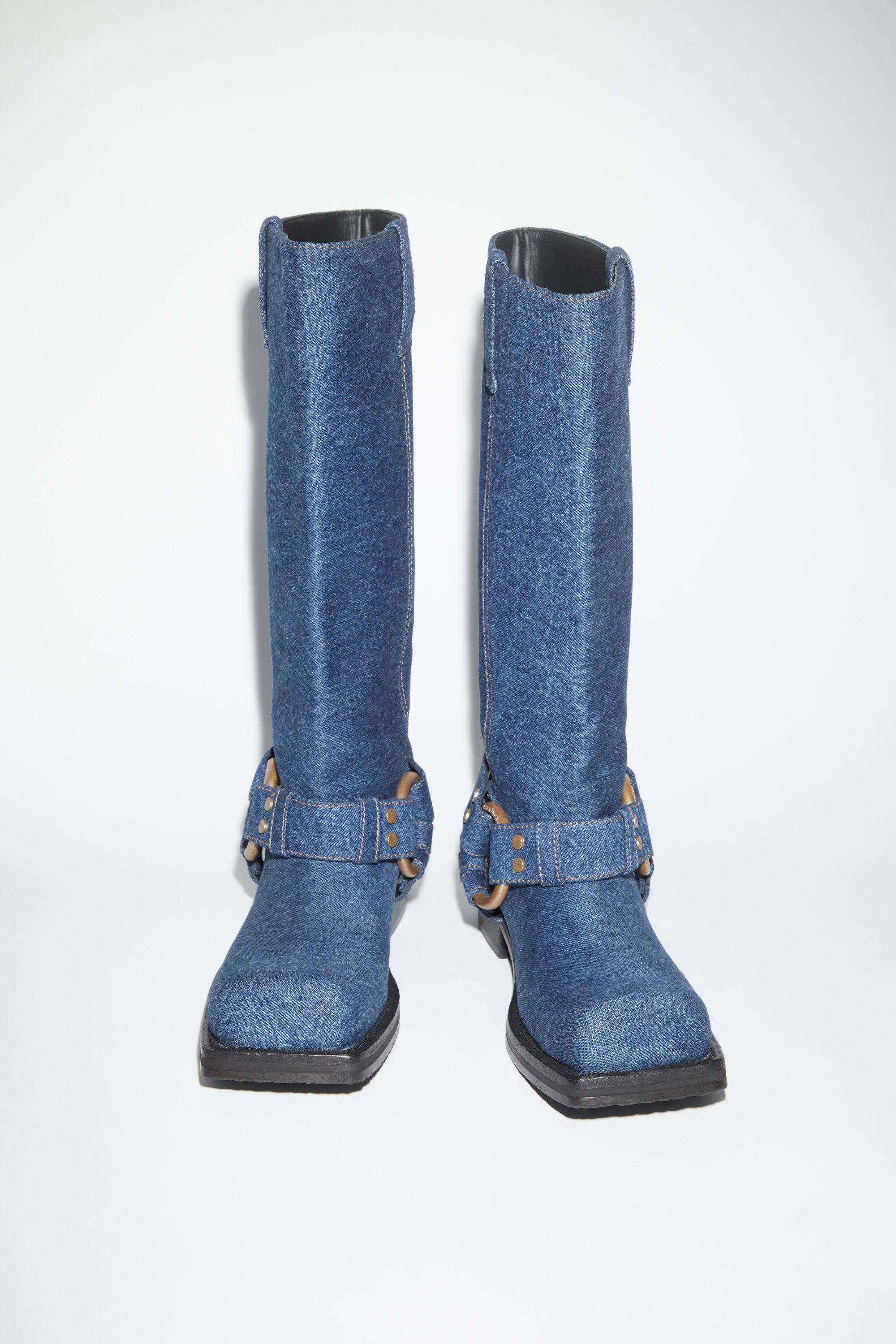 Denim buckle boots - Blue - 2