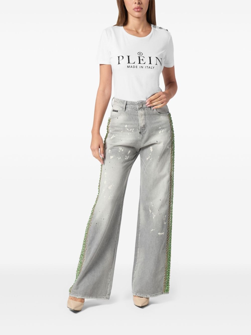 crystal-embellished jeans - 2