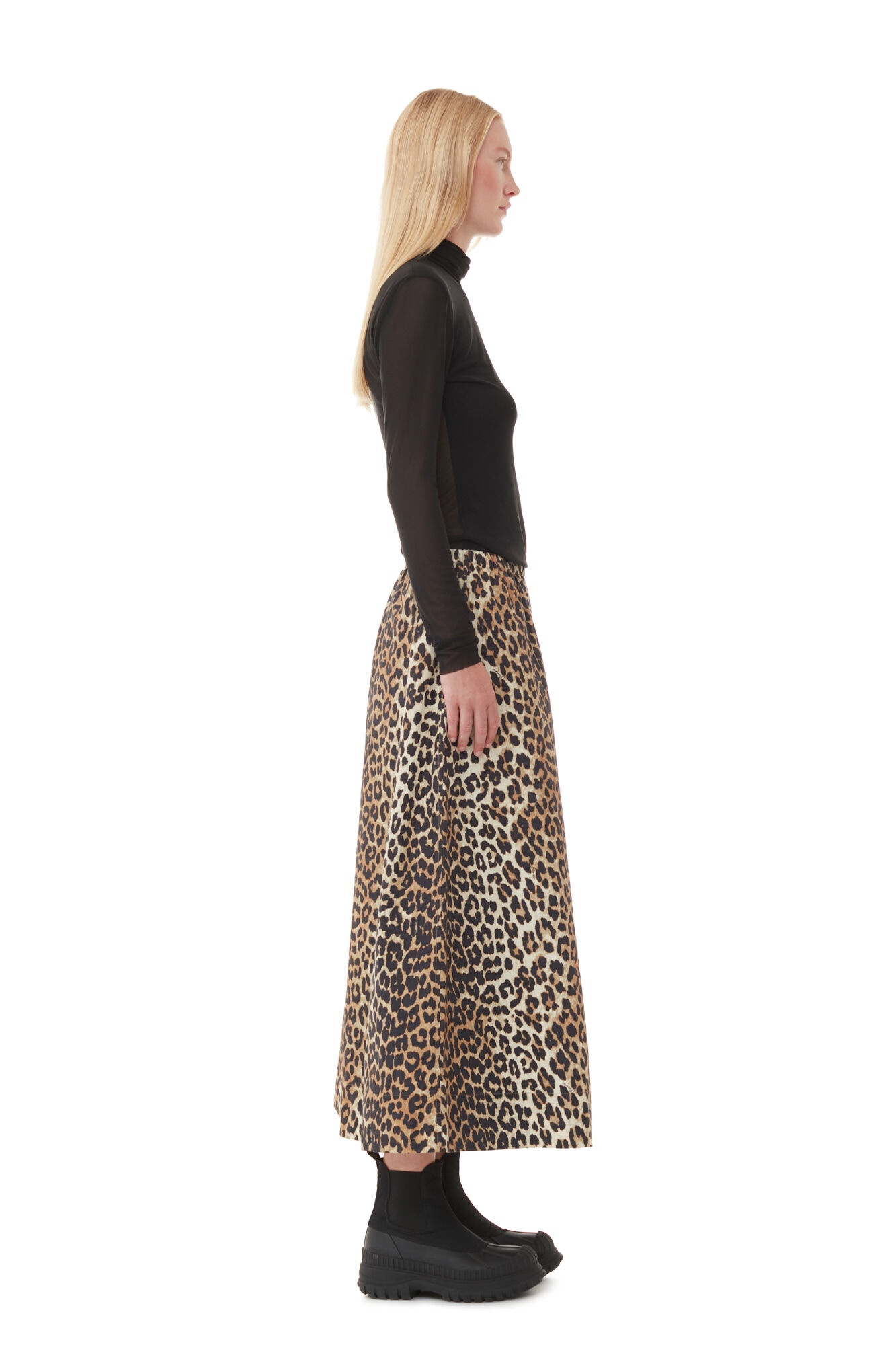 LEOPARD PRINTED ELASTICATED MAXI SKIRT - 4