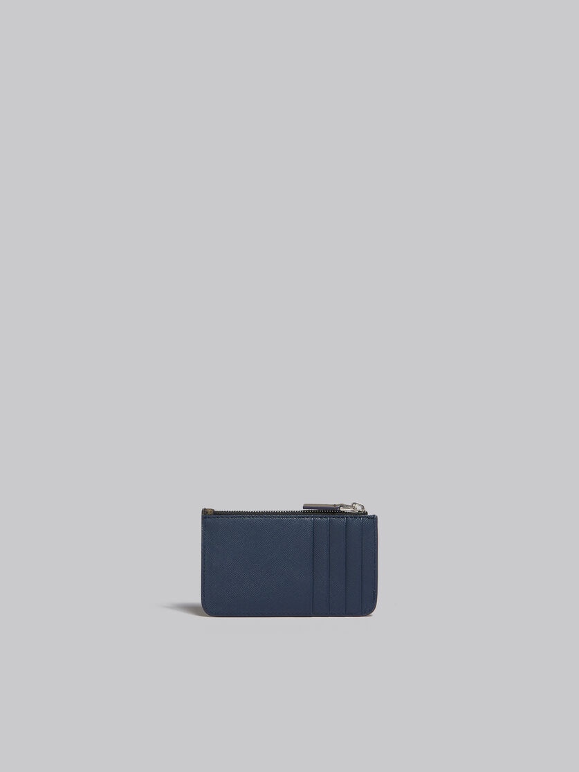 ORANGE CREAM AND DEEP BLUE SAFFIANO LEATHER CARD CASE - 3