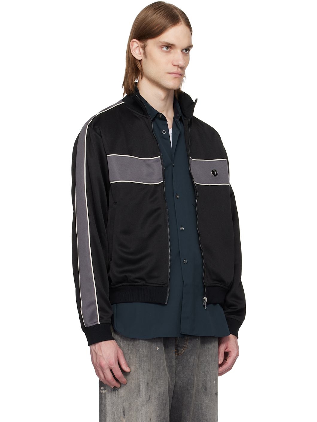 Black Paneled Track Jacket - 2
