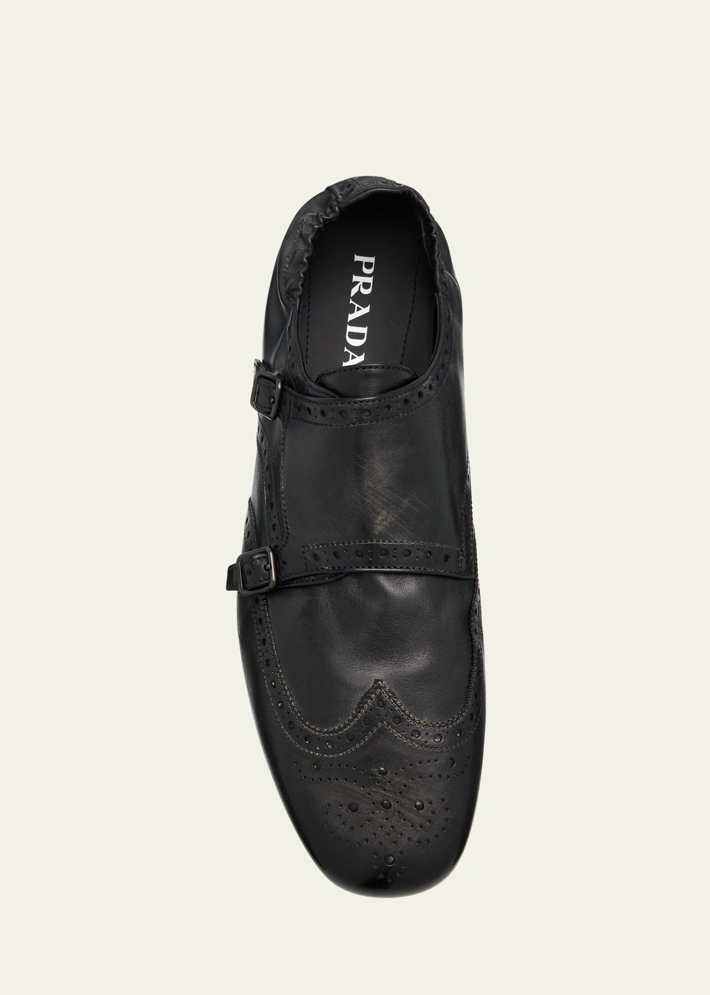 Men's Shuffle Brogue Leather Double-Monk Strap Loafers - 5
