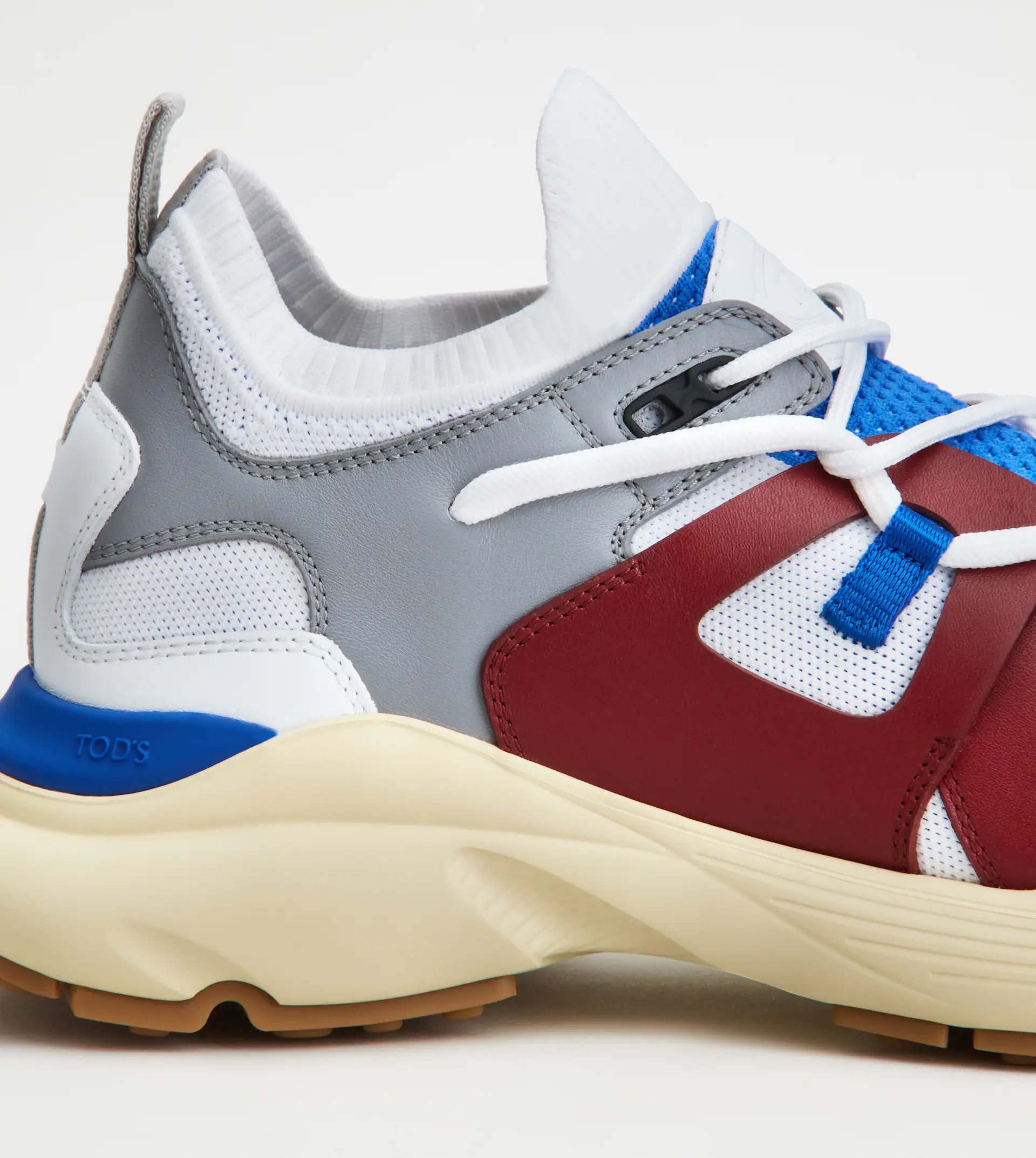 LEATHER AND TECHNICAL FABRIC SNEAKERS - GREY, BLUE, BURGUNDY - 6