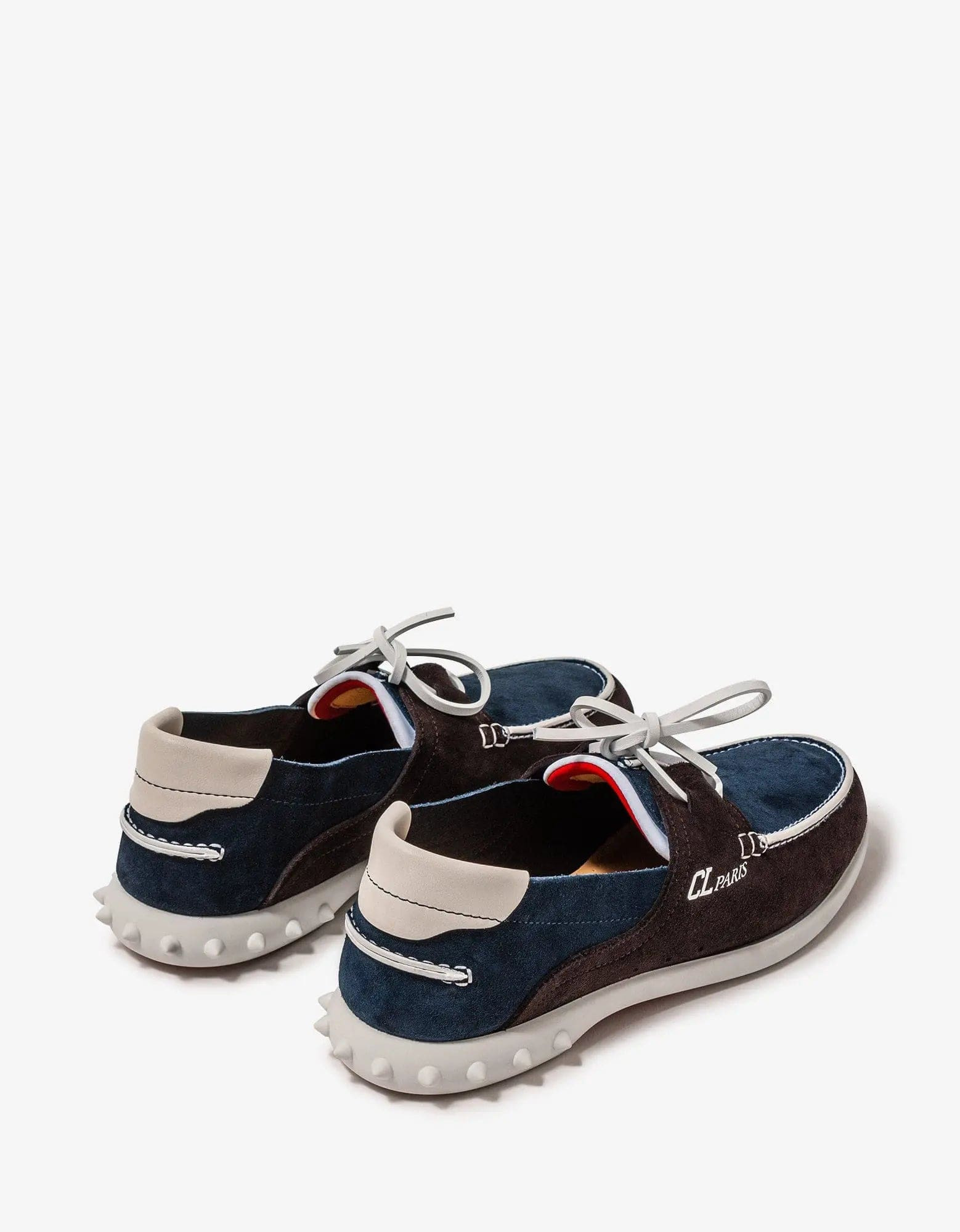 Christian Louboutin Geromoc Navy & Brown Suede Leather Loafers - 6