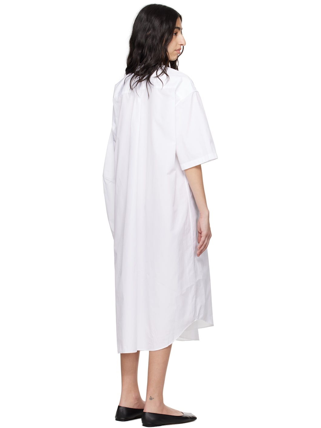 White Extended Shirt Maxi Dress - 3